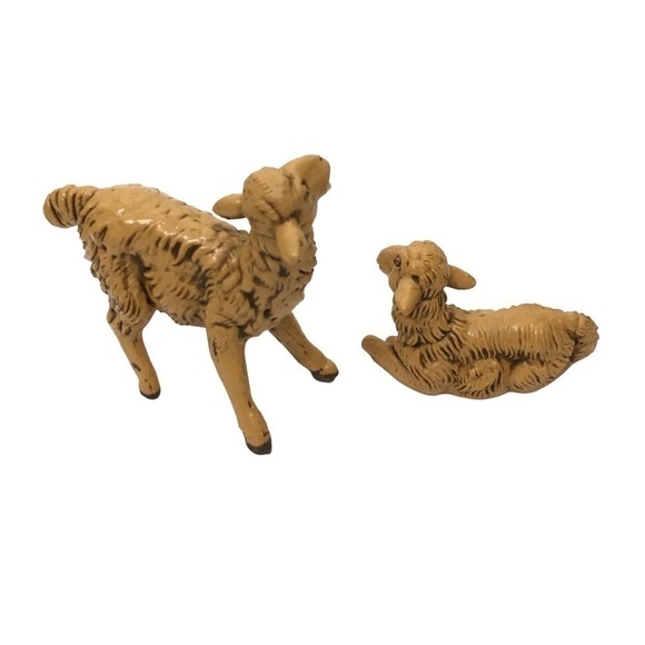 FONTANINI Nativity Sheep Figurines Laying Standing Italy #40 Set of 2 Vintage - Picture 2 of 11